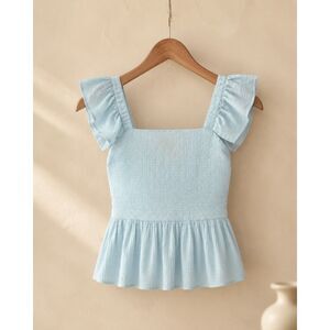 Mi Ami Light Blue Smocked Ruffle Romper Size Large